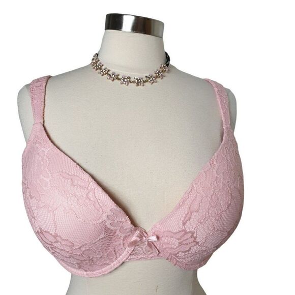 Women's Bra 40DD Pink Lace Full Coverage Padded Straps Underwire 40E Bra NWOT - Picture 2 of 7